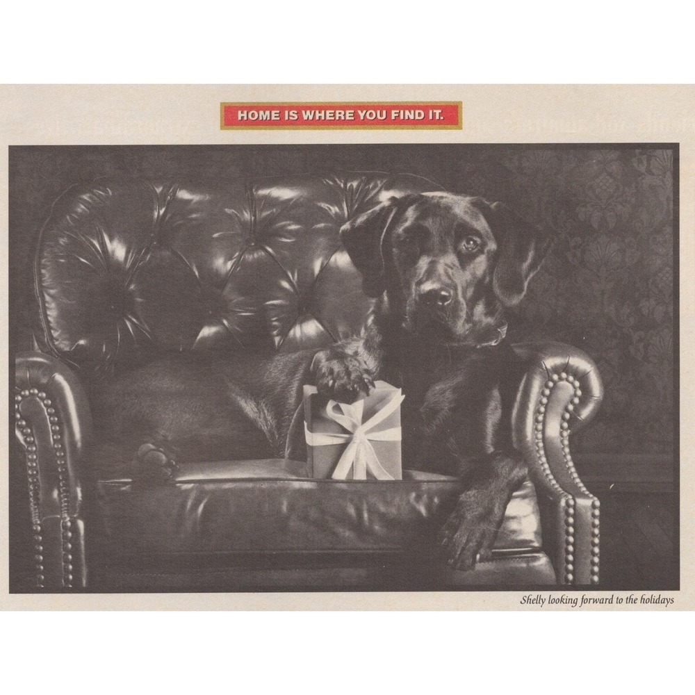 Vintage 1992 Smirnoff Print Ad Vodka Black Labrador Christmas Bar Lounge Decor